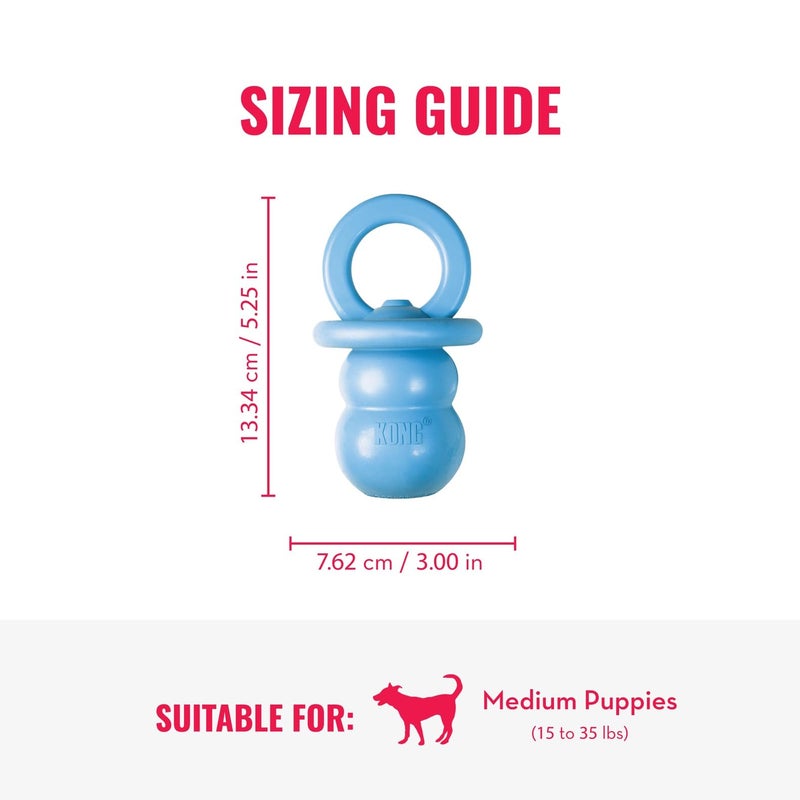 KONG Puppy Binkie - Pacifier Dog Toy for Puppies - Stuffable Treat Chew Toy for Treats - Durable Natural Rubber for Teething Puppy - for Medium Puppies - Blue - Image 3
